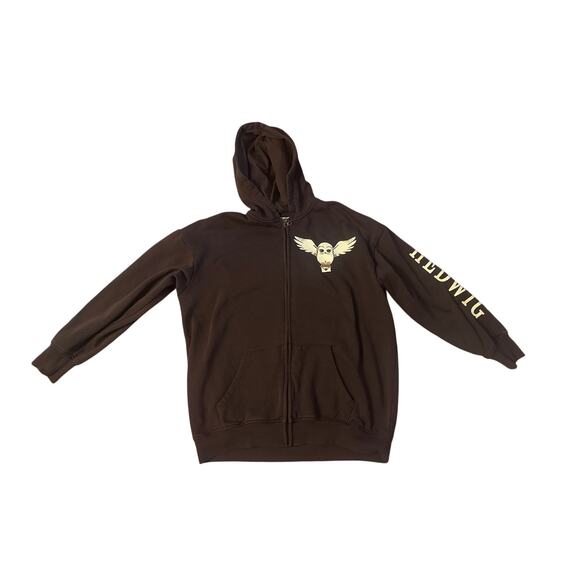 Kids 12 14 H&M Brown Zip Harry Potter Wizarding World Hedwig Snowy Owl Hoodie - Picture 1 of 5
